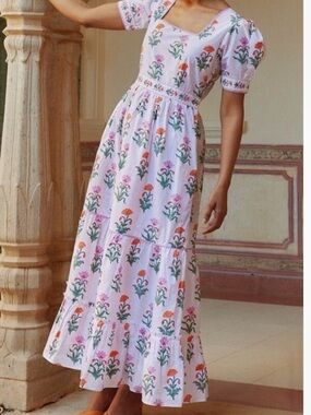 Pink City Prints Floral  print Spring Iris Evelyn Dress size small